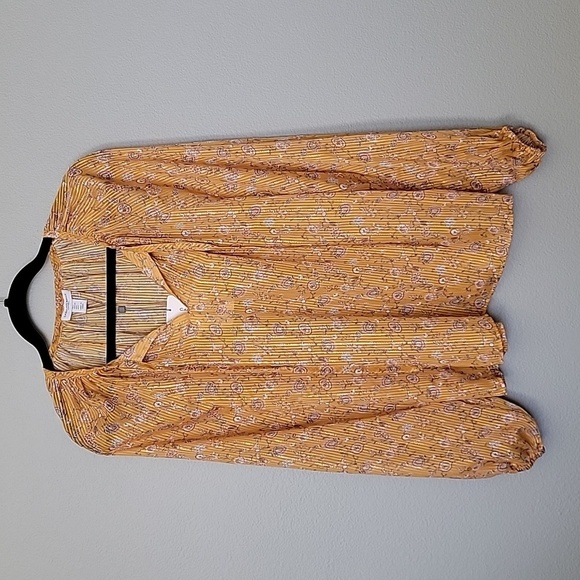 Carolina Belle Classy Office XL NWT Yellow Balloon Sleeve Blouse Oversized - Picture 1 of 9